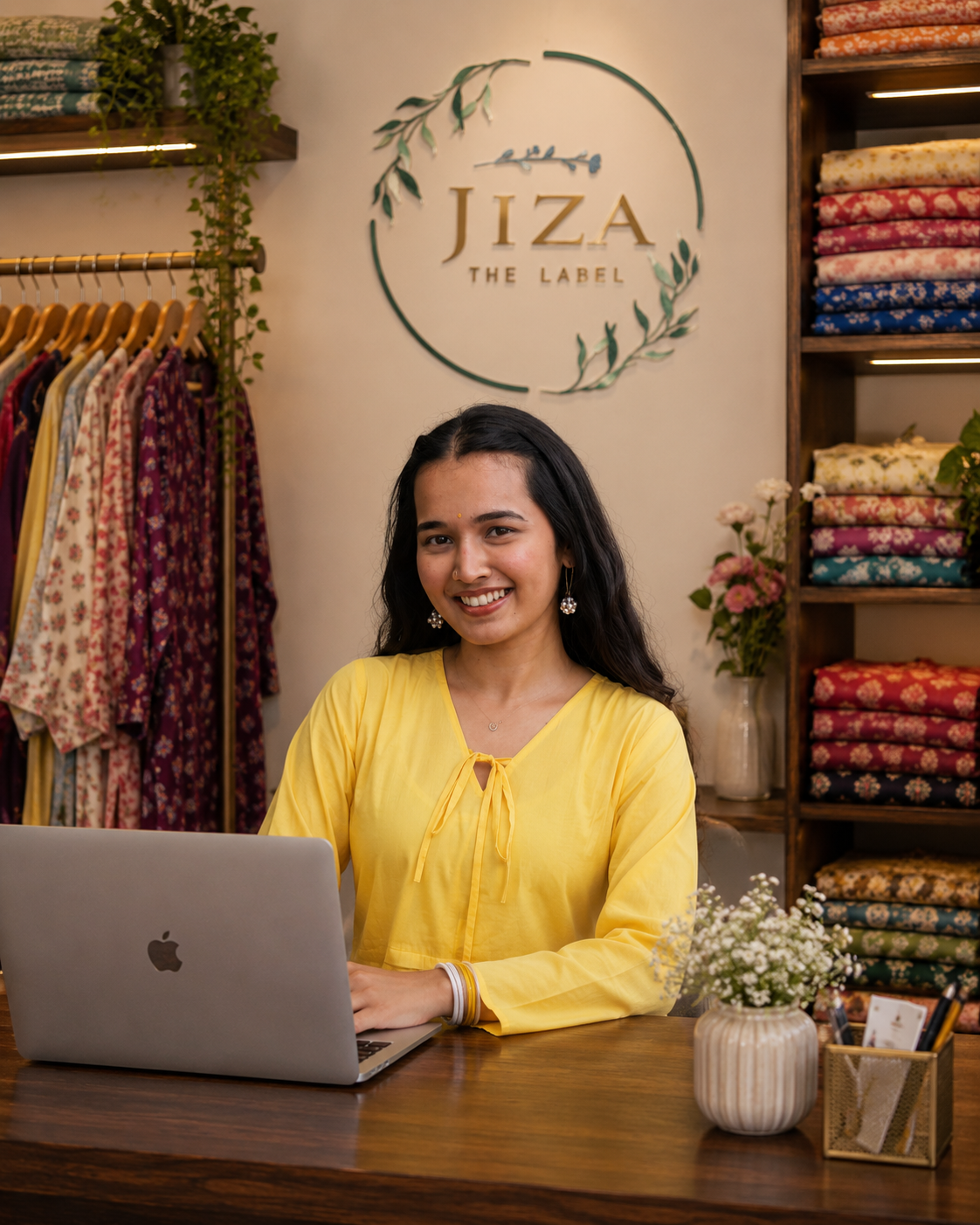 Hand block-printed Jiza fabric